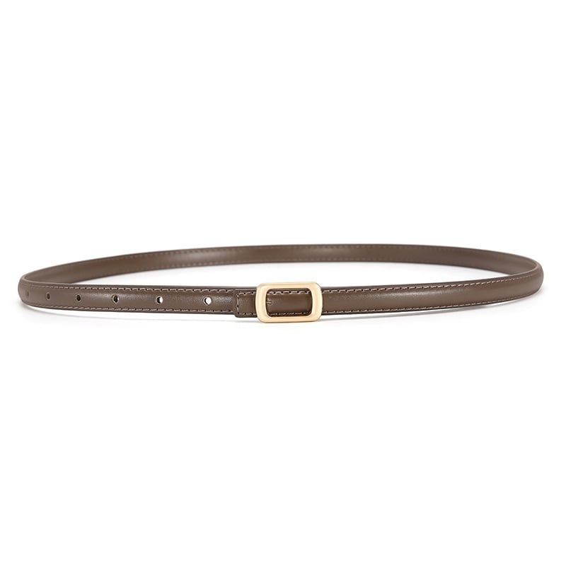 Дамски колан от PU кожа, тънък модел, катарама от сплав, гладко щракване, ширина под 2 см, корейски сладък стил