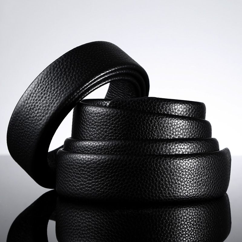 Мъжки кожен колан от първокласна телешка кожа, с автоматично закопчаване, ширина 3,5 см, ембосирана обработка