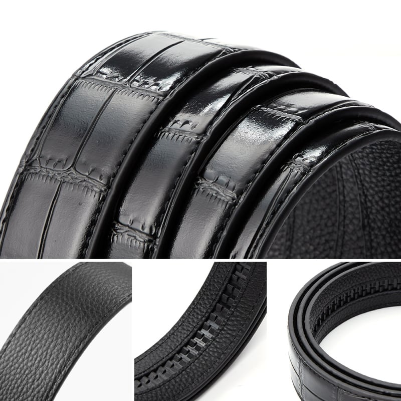 Мъжки кожен колан от първокласна телешка кожа, с автоматично закопчаване, ширина 3,5 см, ембосирана обработка