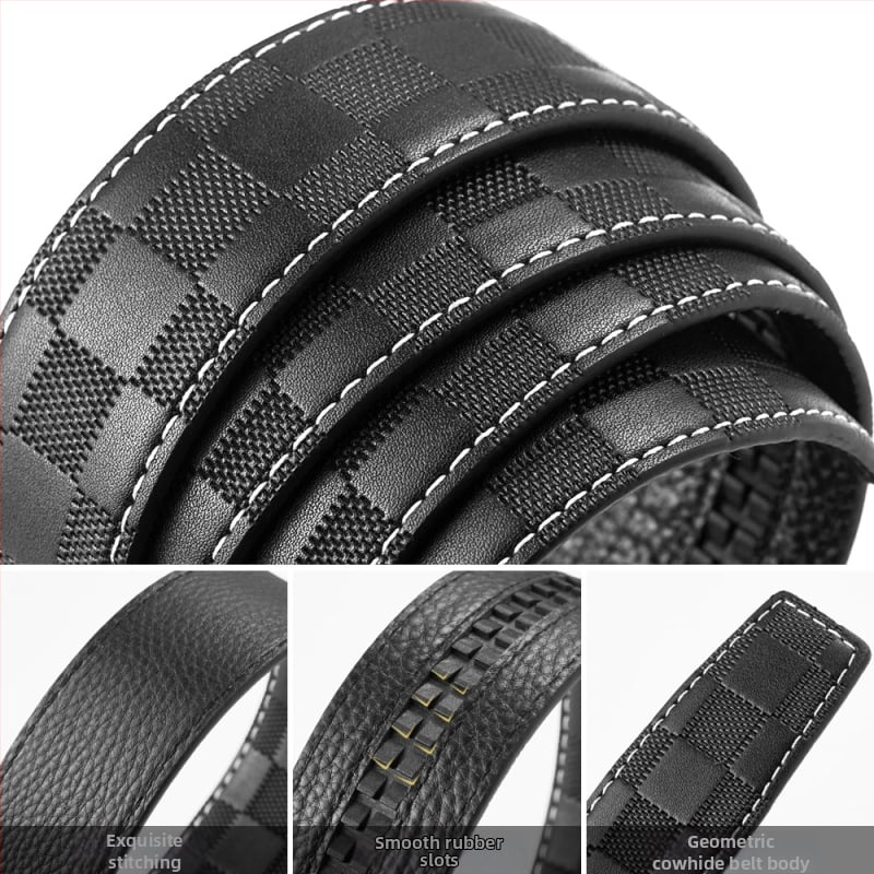 Мъжки кожен колан от първокласна телешка кожа, с автоматично закопчаване, ширина 3,5 см, ембосирана обработка