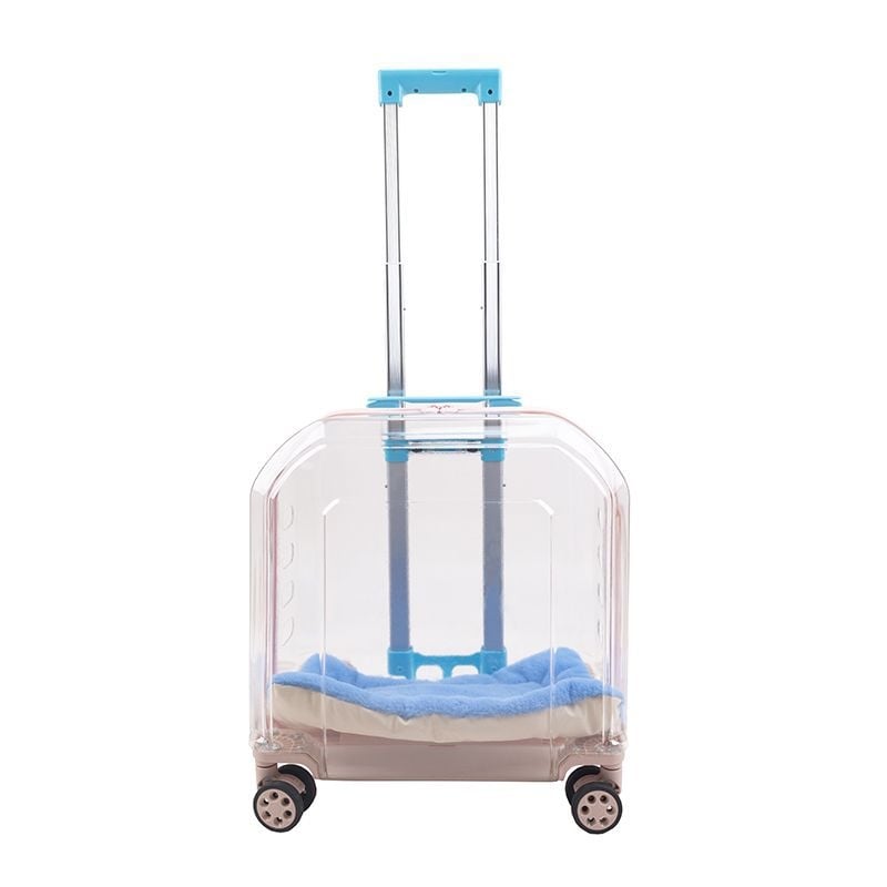 Пътна количка за домашни любимци за двама – голям капацитет, прозрачно дишащо отделение за котки, преносима