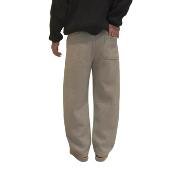 Muške duge hlače s flis podstavom, od poliestersko-pamučnog materijala, srednji pojas, slobodan kroj, korejski stil