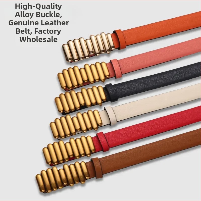 Дамски колан от естествена кожа, катарама от сплав, закопчаване с щифт, ширина 2–4 см, стил бизнес/универсален