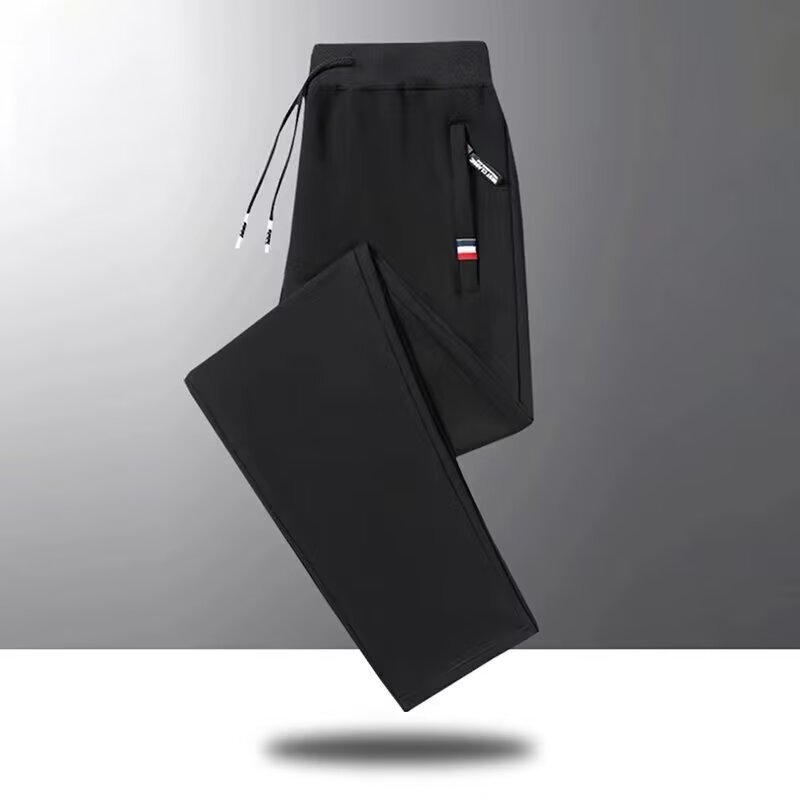 Muške sportske hlače, ravni kroj, srednji pojas, duge, poliester, uzorak blok boja