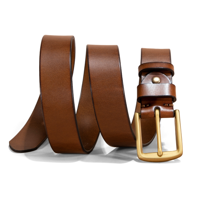 Пояс от естествена кожа – първи слой кравешка кожа, медна закопчалка с игла, ширина 2–4 см, стил винтидж