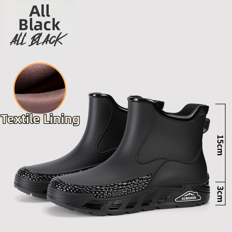 Ghete de ploaie unisex din PVC, impermeabile și antiderapante, gleznă joasă, slip-on