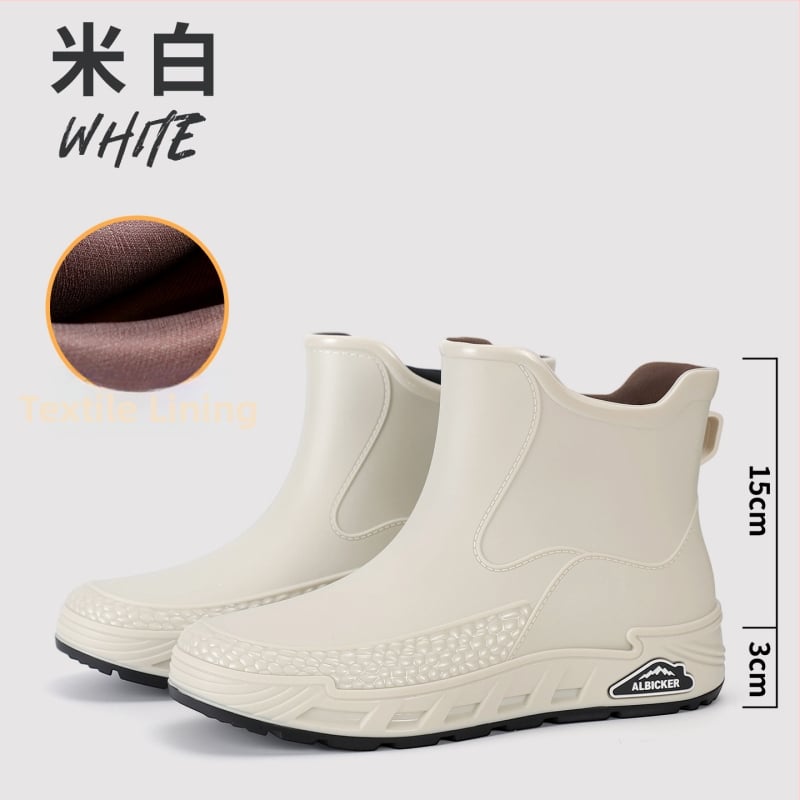 Ghete de ploaie unisex din PVC, impermeabile și antiderapante, gleznă joasă, slip-on