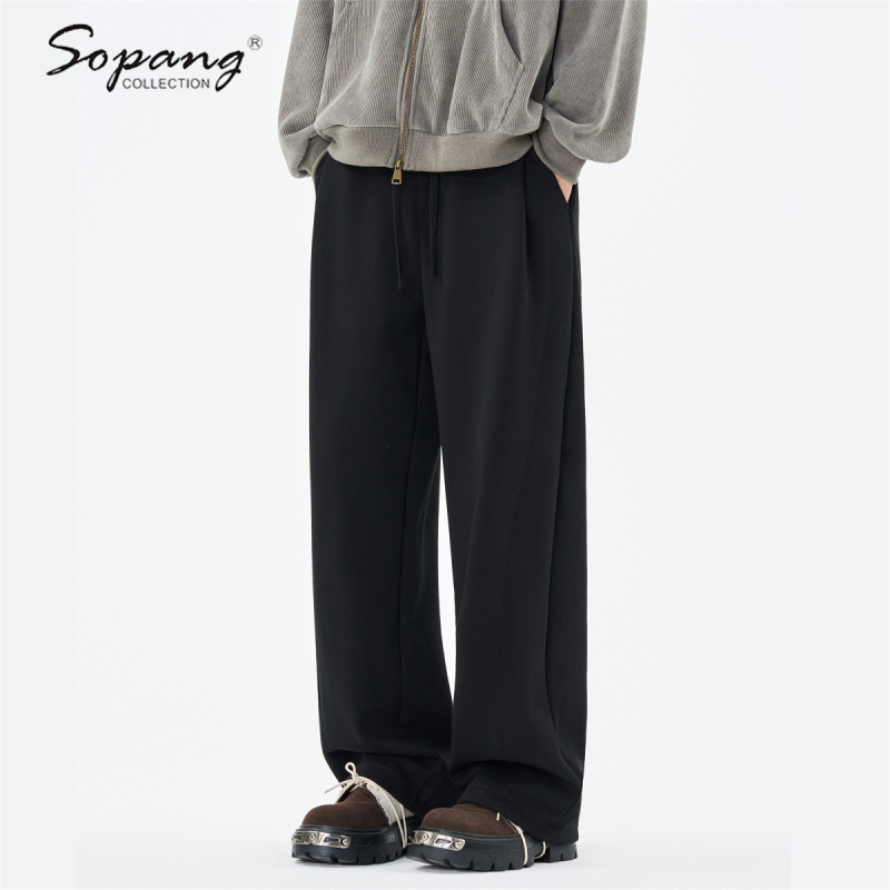 Muške opuštene hlače ravnog kroja, casual, s srednjim pojasom i elastičnošću, jesen 2025