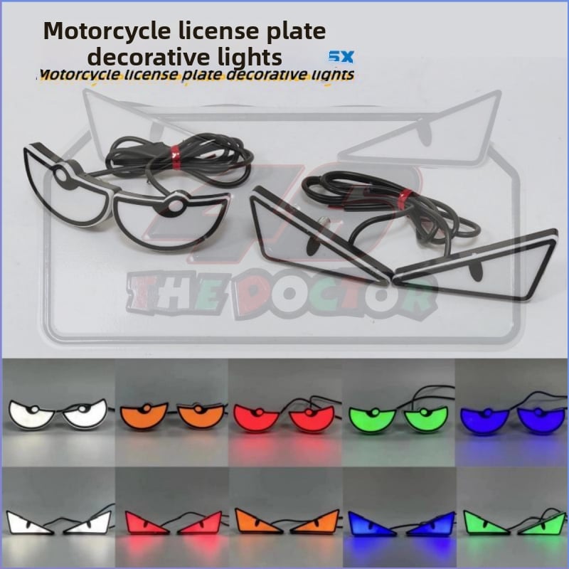 LED φως βιδών πινακίδας μοτοσικλέτας — τρίγωνο διαβολικών ματιών, καθολικό διακοσμητικό αξεσουάρ, 12 V, 0,15 A, πλαστικό, αριθμός εξαρτήματος 143