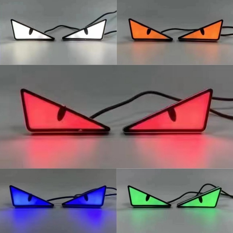 LED φως βιδών πινακίδας μοτοσικλέτας — τρίγωνο διαβολικών ματιών, καθολικό διακοσμητικό αξεσουάρ, 12 V, 0,15 A, πλαστικό, αριθμός εξαρτήματος 143