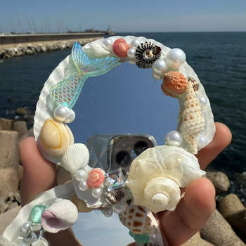 Καλλυντικό καθρέφτης με πλαίσιο από φυσικό κοχύλι, Νέο κινεζικό στυλ, φυσική κατασκευή, ιδανικό δώρο επιχειρήσεων ή προώθησης