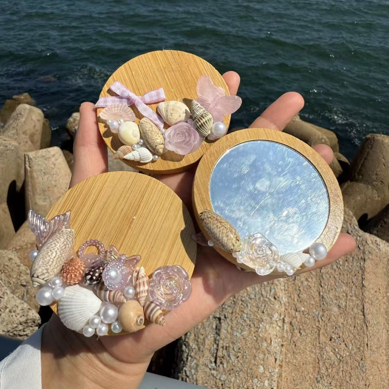 Καλλυντικό καθρέφτης με πλαίσιο από φυσικό κοχύλι, Νέο κινεζικό στυλ, φυσική κατασκευή, ιδανικό δώρο επιχειρήσεων ή προώθησης