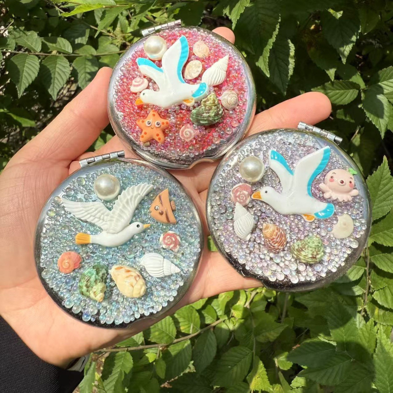 Καλλυντικό καθρέφτης με πλαίσιο από φυσικό κοχύλι, Νέο κινεζικό στυλ, φυσική κατασκευή, ιδανικό δώρο επιχειρήσεων ή προώθησης