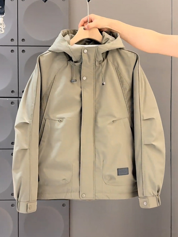 Ανδρικό μπουφάν από corduroy με επένδυση γούνας κουνελιού, παχιά μόνωση, φερμουάρ, μανίκια ραγκλάν