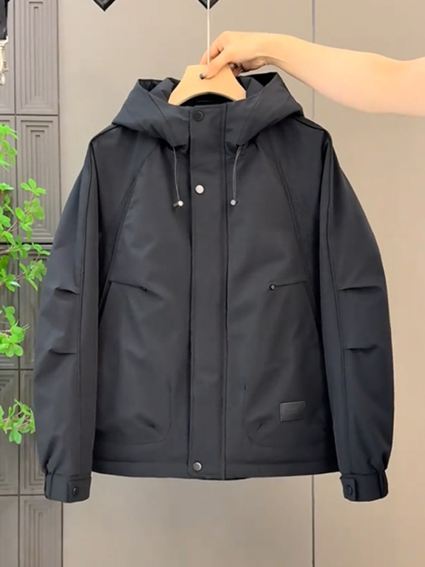 Ανδρικό μπουφάν από corduroy με επένδυση γούνας κουνελιού, παχιά μόνωση, φερμουάρ, μανίκια ραγκλάν