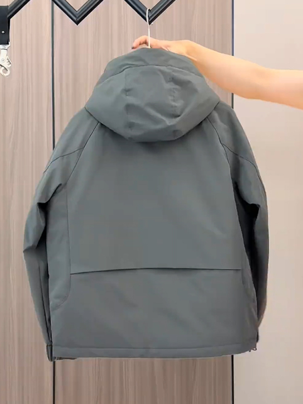 Ανδρικό μπουφάν από corduroy με επένδυση γούνας κουνελιού, παχιά μόνωση, φερμουάρ, μανίκια ραγκλάν