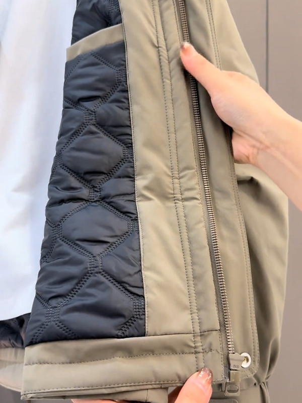 Ανδρικό μπουφάν από corduroy με επένδυση γούνας κουνελιού, παχιά μόνωση, φερμουάρ, μανίκια ραγκλάν