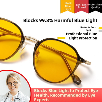 Okuliare proti modrému svetu s nastaviteľným ultraľahkým kovovým rámom, šošovky 1,8 mm, priepustnosť svetla 77%, model 2347