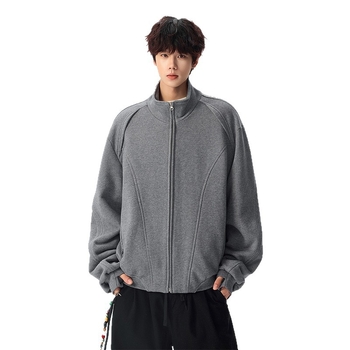 Muška jakna, opuštenog kroja, korejskog stila, stojeći ovratnik, zatvarač.