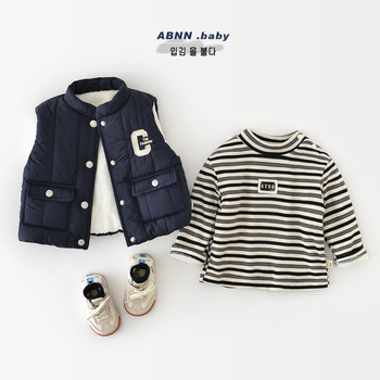 Dječja zimska debela vest s pamukom u podstavku, vanjski najlon, korejskog stila kardigan, jednostruko kopčanje