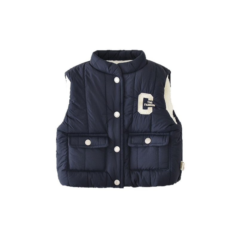 Dječja zimska debela vest s pamukom u podstavku, vanjski najlon, korejskog stila kardigan, jednostruko kopčanje