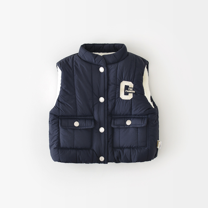 Dječja zimska debela vest s pamukom u podstavku, vanjski najlon, korejskog stila kardigan, jednostruko kopčanje