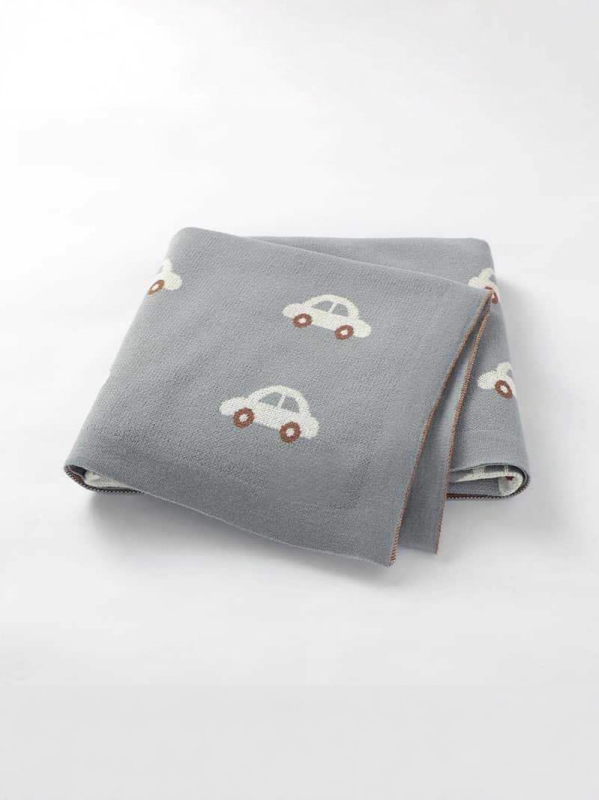 Der Kaiser pamučna pletena dječja deka s motivom crtani automobil, za bebe i djecu 1–3 godine, jesen-zima 2025