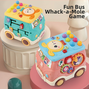 Whack-a-mole играчка с музикален барабан, пластмасова, шестоъгълна форма, за деца 0–3 години