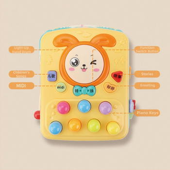 Whack-a-mole играчка с музикален барабан, пластмасова, шестоъгълна форма, за деца 0–3 години