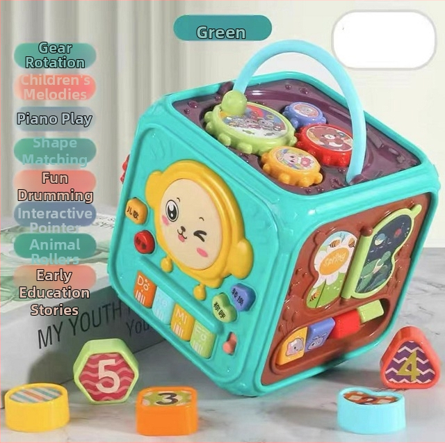 Whack-a-mole играчка с музикален барабан, пластмасова, шестоъгълна форма, за деца 0–3 години