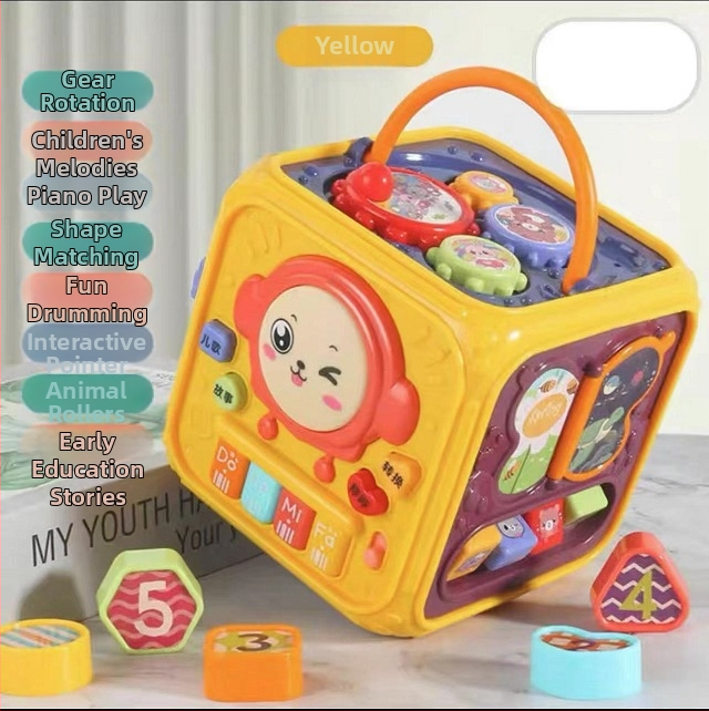 Whack-a-mole играчка с музикален барабан, пластмасова, шестоъгълна форма, за деца 0–3 години