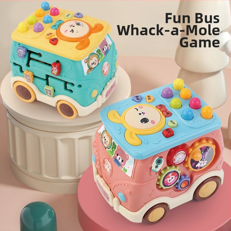 Whack-a-mole играчка с музикален барабан, пластмасова, шестоъгълна форма, за деца 0–3 години