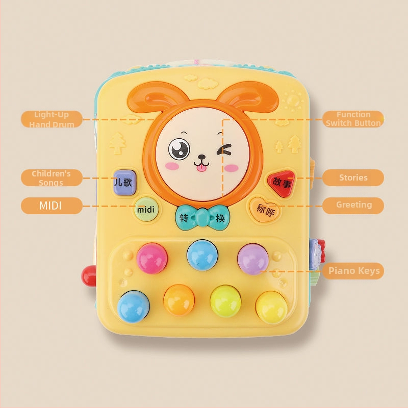 Whack-a-mole играчка с музикален барабан, пластмасова, шестоъгълна форма, за деца 0–3 години