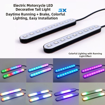 LED διακοσμητική λωρίδα για μοτοσικλέτα, αυτοκόλλητη, πολλαπλών λειτουργιών, φώτα πορείας και φρένων, 12V, ABS περίβλημα, SX-155