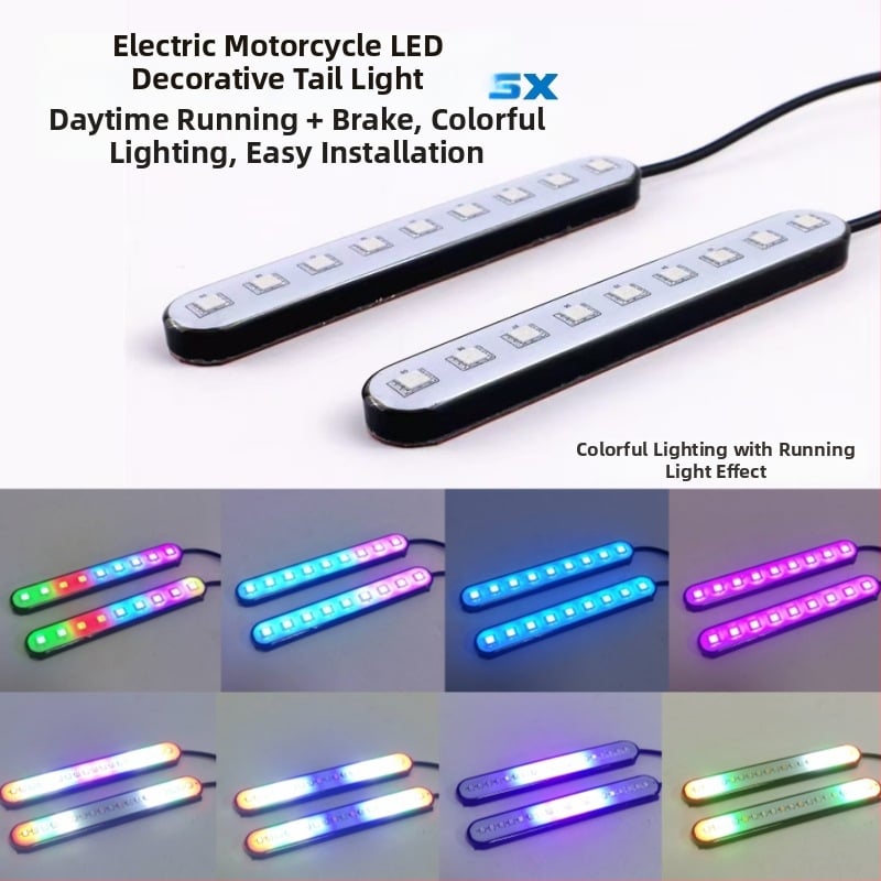 LED διακοσμητική λωρίδα για μοτοσικλέτα, αυτοκόλλητη, πολλαπλών λειτουργιών, φώτα πορείας και φρένων, 12V, ABS περίβλημα, SX-155