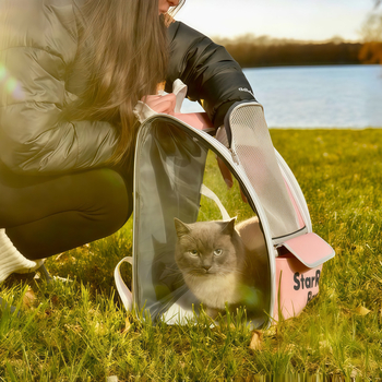 Дишаща сгъваема чанта за домашни любимци за котки и малки кучета, портативна раница за разходки, капацитет 7.5 кг за котки / 5.5 кг за кучета