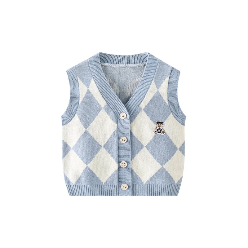 Dječja pletena vesta-kardigan, 85% pamuk, unisex, proljeće 2026