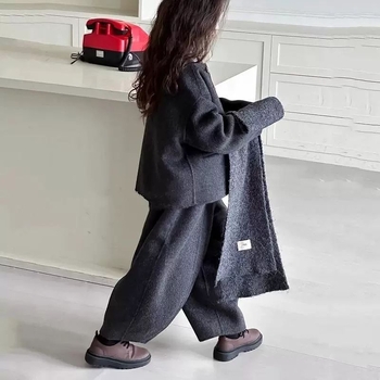 Korejski stil dječji dvodijelni set od corduroya s zajčjom dlakom, dugi rukavi, za novorođenčad, jesen-zima 2025
