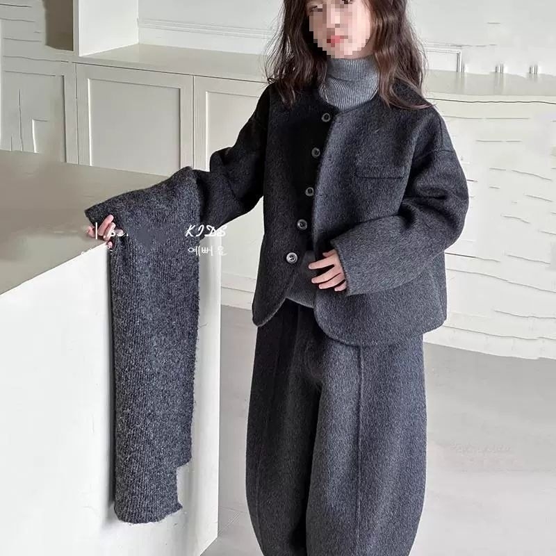 Korejski stil dječji dvodijelni set od corduroya s zajčjom dlakom, dugi rukavi, za novorođenčad, jesen-zima 2025