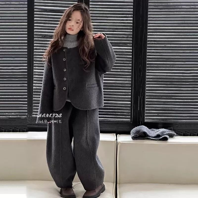 Korejski stil dječji dvodijelni set od corduroya s zajčjom dlakom, dugi rukavi, za novorođenčad, jesen-zima 2025