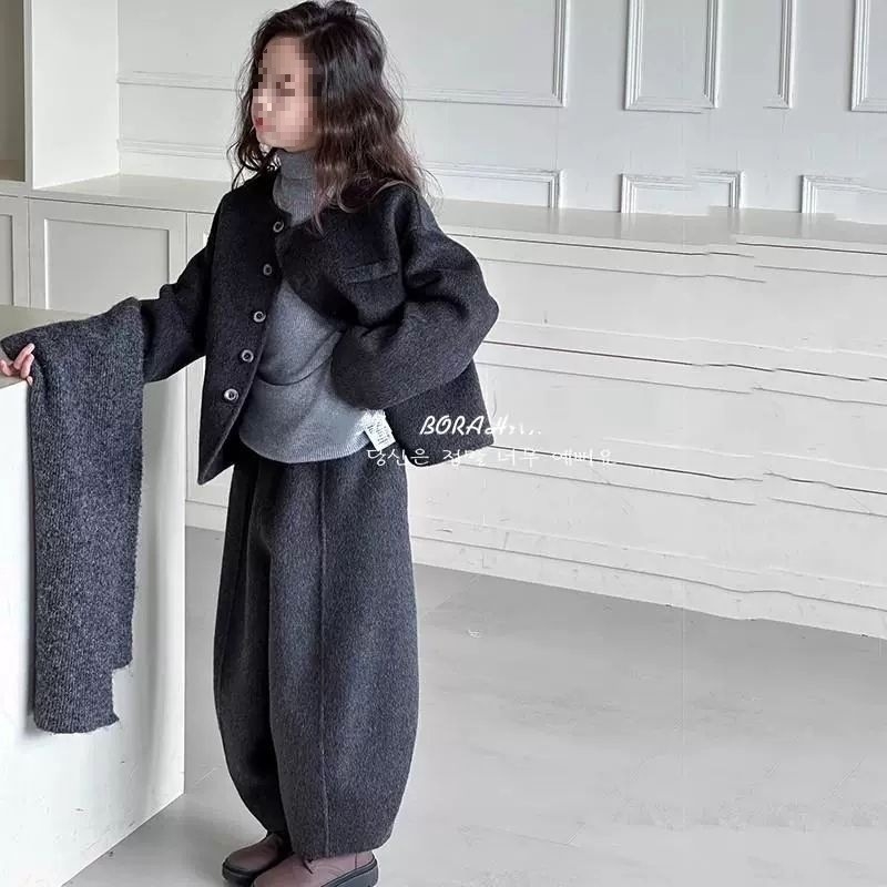 Korejski stil dječji dvodijelni set od corduroya s zajčjom dlakom, dugi rukavi, za novorođenčad, jesen-zima 2025