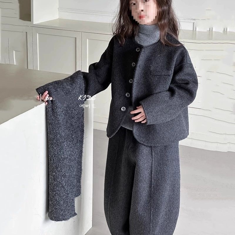 Korejski stil dječji dvodijelni set od corduroya s zajčjom dlakom, dugi rukavi, za novorođenčad, jesen-zima 2025