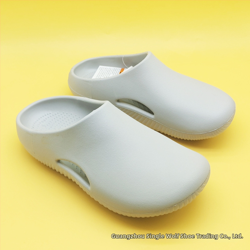 Sandale unisex cu acoperire totală a degetelor, curea cu un singur breloc, partea superioară EVA și talpa EVA, vârf rotund, toc plat de 2 cm, respirante și ușoare