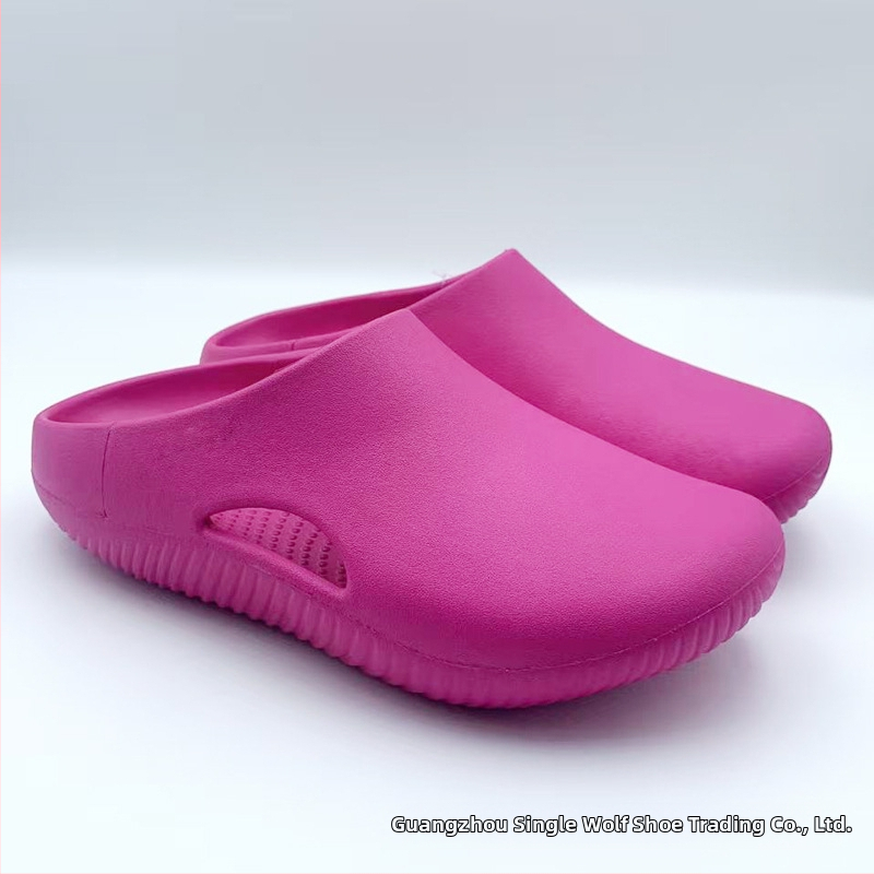 Sandale unisex cu acoperire totală a degetelor, curea cu un singur breloc, partea superioară EVA și talpa EVA, vârf rotund, toc plat de 2 cm, respirante și ușoare