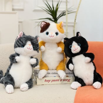Плюшена котешка кукла, стил котка, с пълнеж от PP памук и къса плюш, подходяща за възраст 7–14 години
