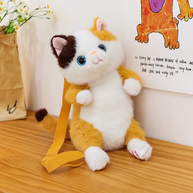 Плюшена котешка кукла, стил котка, с пълнеж от PP памук и къса плюш, подходяща за възраст 7–14 години