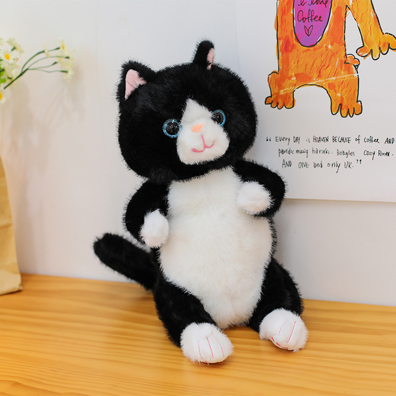 Плюшена котешка кукла, стил котка, с пълнеж от PP памук и къса плюш, подходяща за възраст 7–14 години