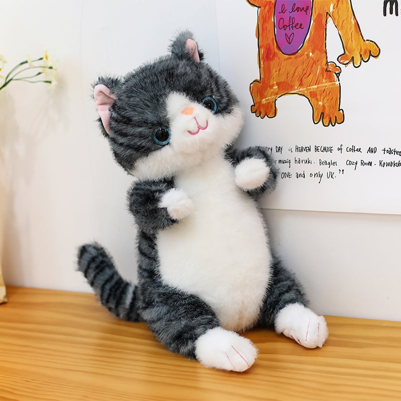 Плюшена котешка кукла, стил котка, с пълнеж от PP памук и къса плюш, подходяща за възраст 7–14 години
