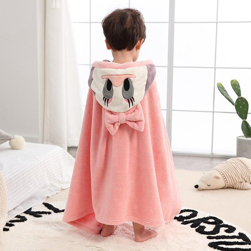 Combe kaput za kupanje za bebe od koralnog flisa, mekan i upijajući, 100–120 g, 40s pređa, vezenje