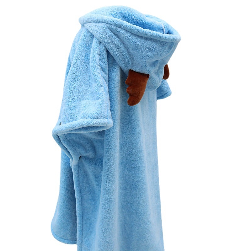 Combe kaput za kupanje za bebe od koralnog flisa, mekan i upijajući, 100–120 g, 40s pređa, vezenje